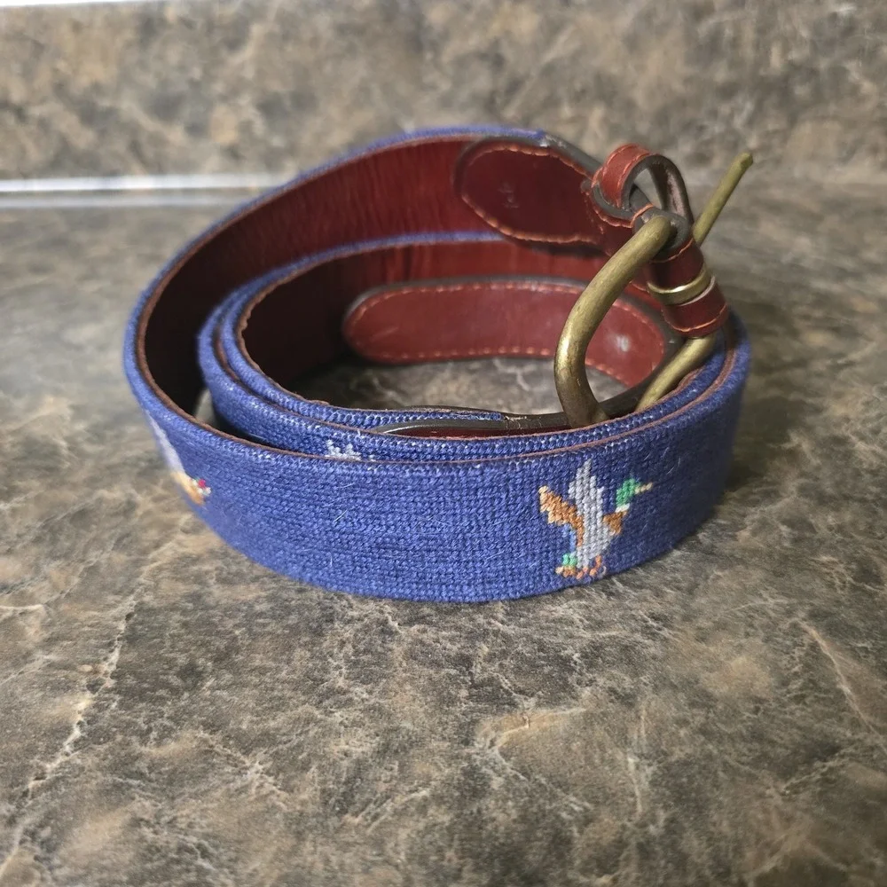 Smathers‎ & Branson Needlepoint Belt Men's 44 Sportsman Hunt Dog Birds Golf